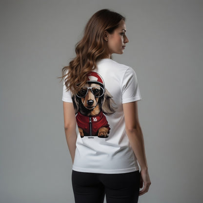Back Print Leo Racing Dog T-Shirt
