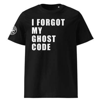 Check out the front view of the "I FORGOT MY GHOST CODE" Black T-Shirt, perfect for car meets. Available now at TheTeeShop!
