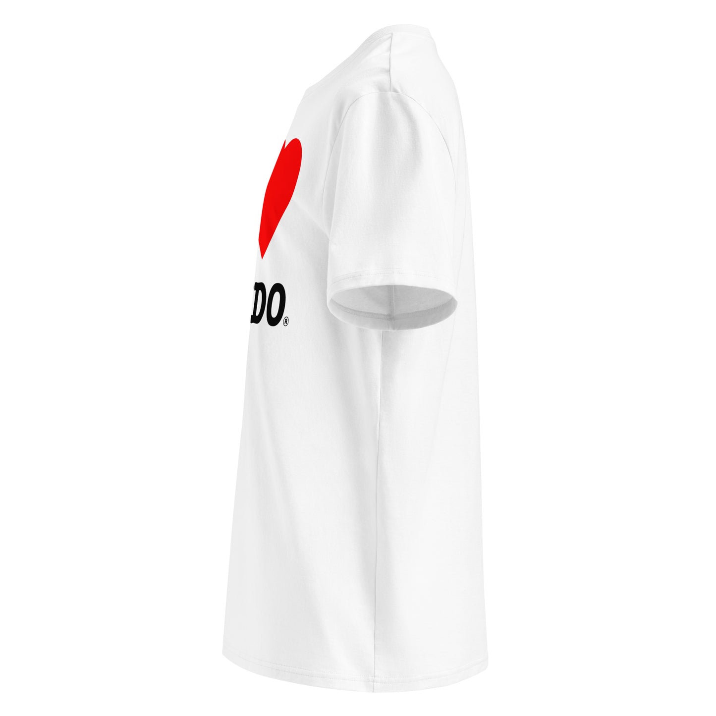 Left side angle of the I ♥ LANDO t-shirt – perfect for showcasing your F1 pride from every angle.