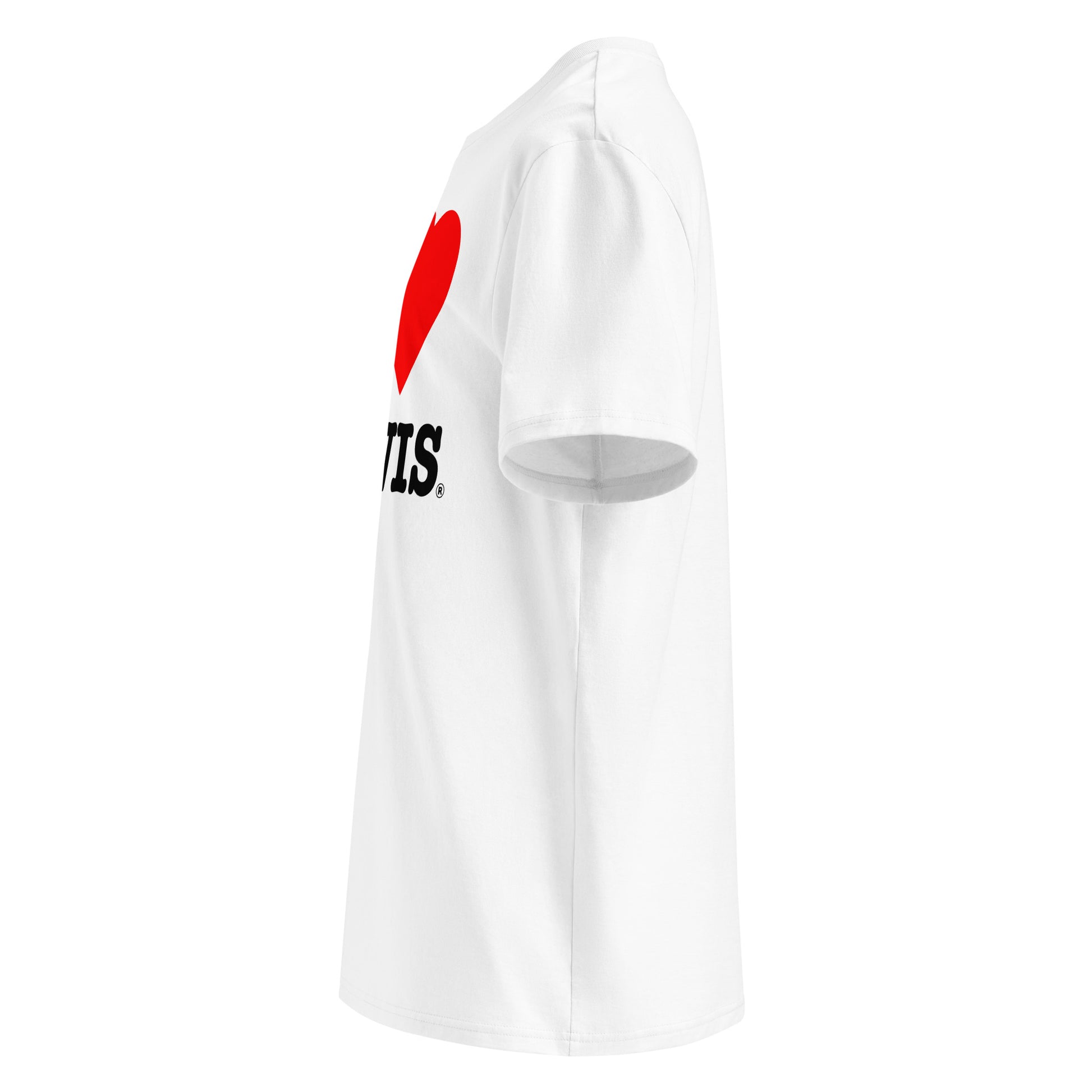 Left side angle of the I ♥ LEWIS t-shirt – perfect for showcasing your F1 pride from every angle.