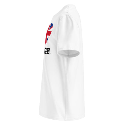 Left side angle of the I ♥ GEORGE t-shirt – showcasing the Union Jack heart design.