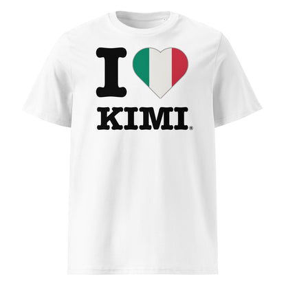 Front view of the I ♥ KIMI t-shirt with an Italian flag heart – a tribute to Kimi Antonelli and Italian motorsport fans.