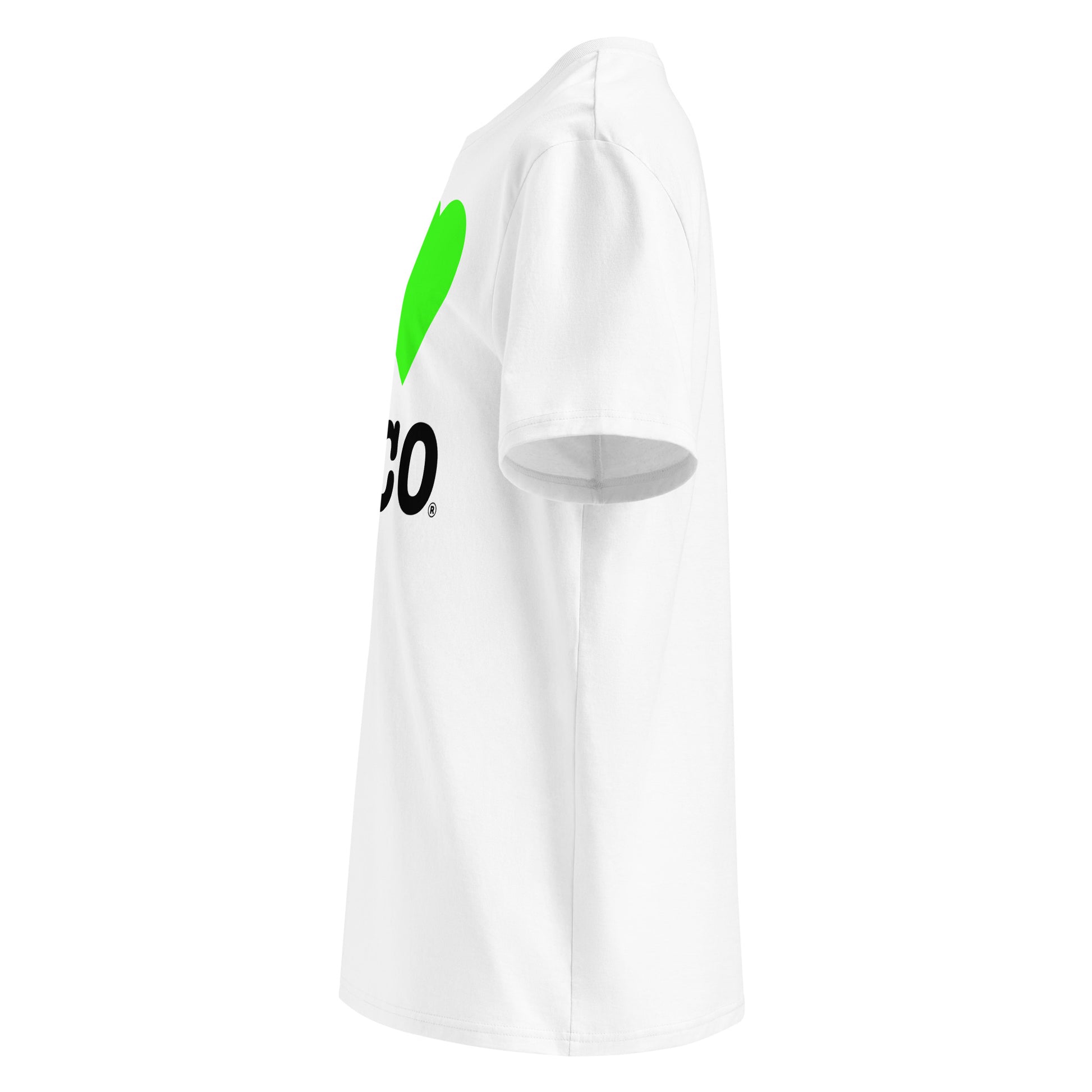 Left view highlighting the green heart and clean motorsport cut.