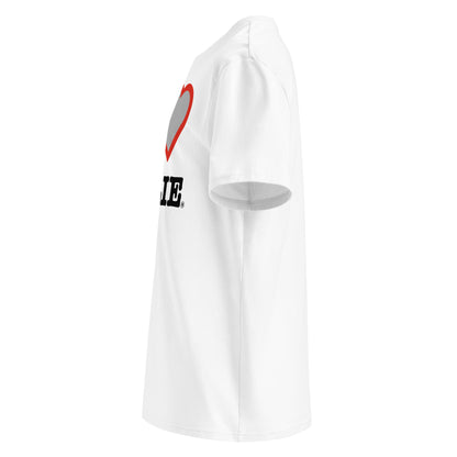 Left side angle of the I ♥ OLLIE t-shirt – showcasing the grey and red heart design.