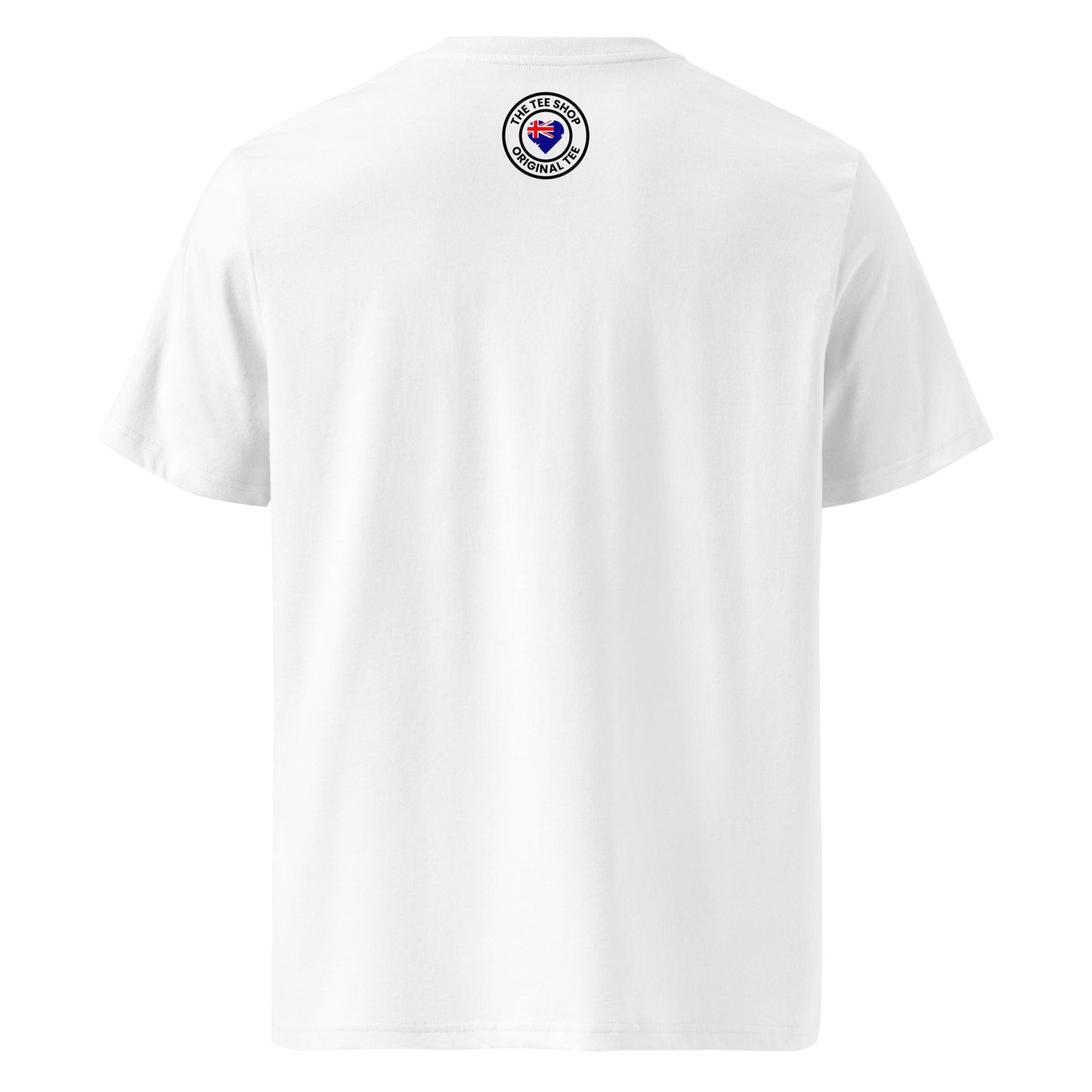 Back of the I ♥ OSCAR t-shirt featuring TheTeeShop logo – subtle branding for true F1 fans.