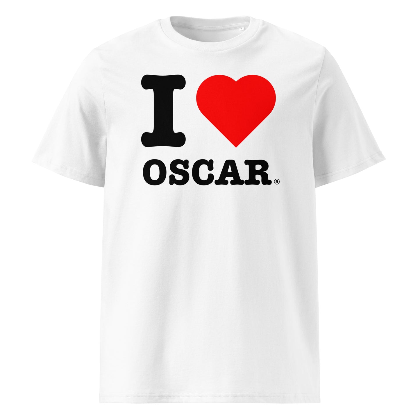 Front view of the I ♥ OSCAR t-shirt featuring bold black text and a red heart – a must-have for Oscar Piastri fans.