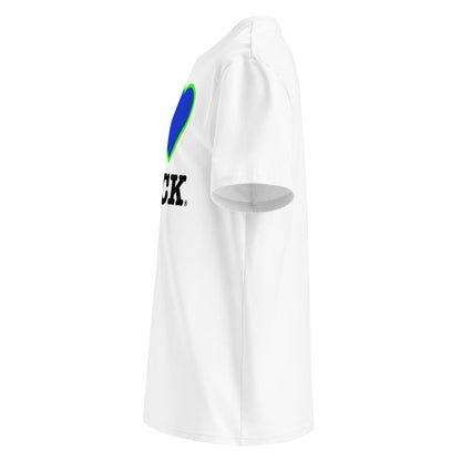  Left angle view highlighting the bold front graphic and classic cut.