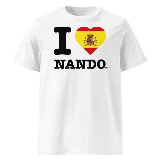 Spanish flag heart and bold NANDO print – a patriotic tribute to Spain’s F1 icon.