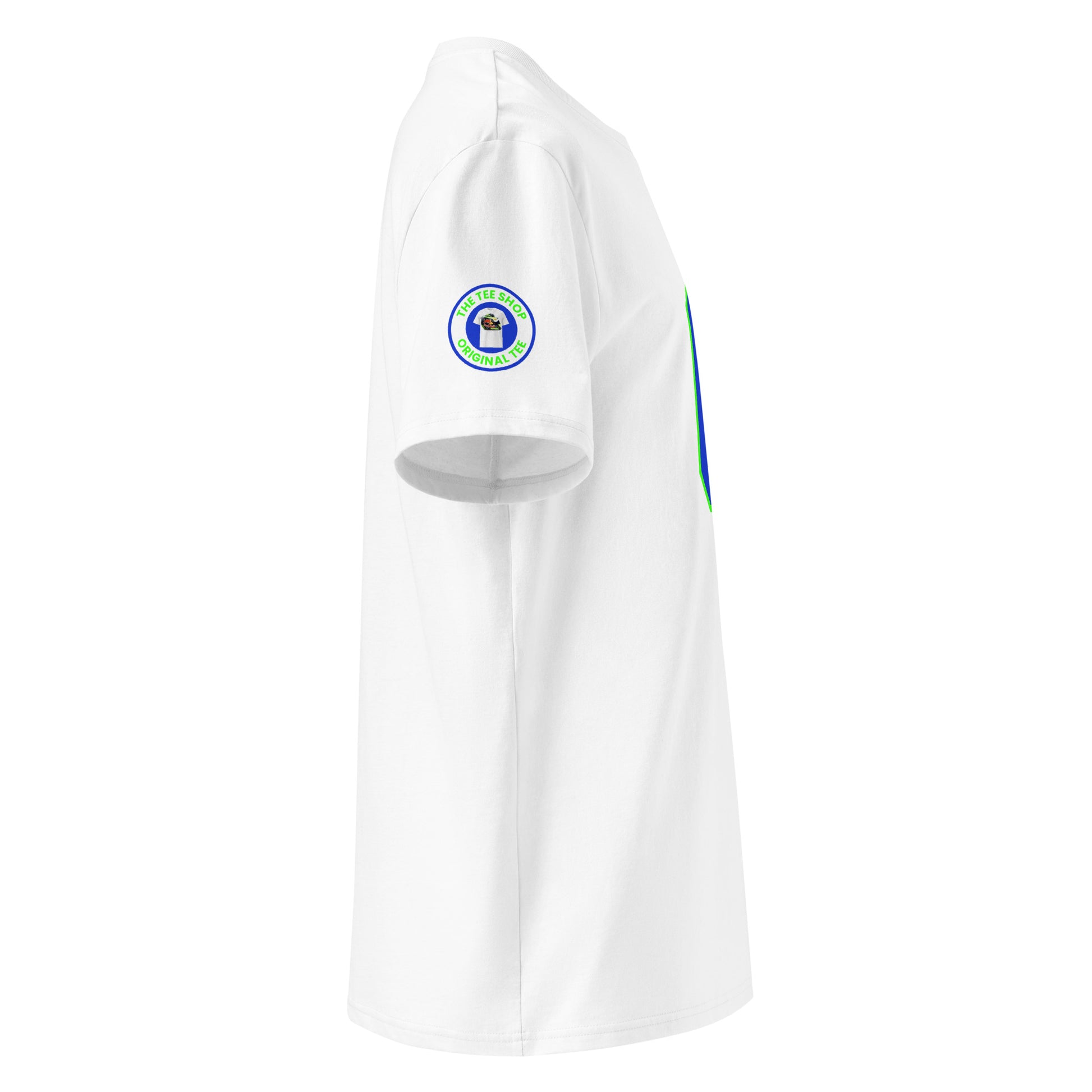 Check out the right sleeve of the white Isack Hadjar T-Shirt, showcasing TheTeeShop logo with a unique image correlating to Isack Hadjar.