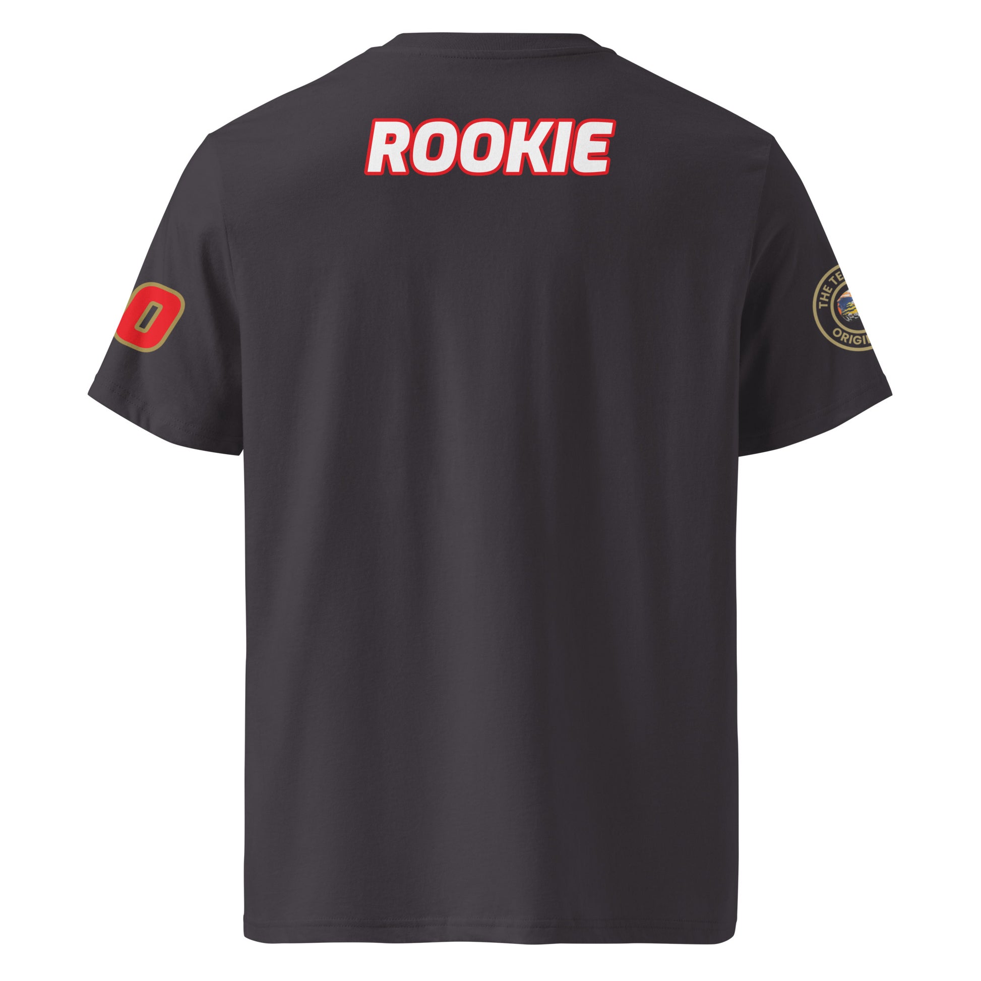 Rear view of the Karun Chandhok T-Shirt in anthracite grey, offering a full look at the stylish design.