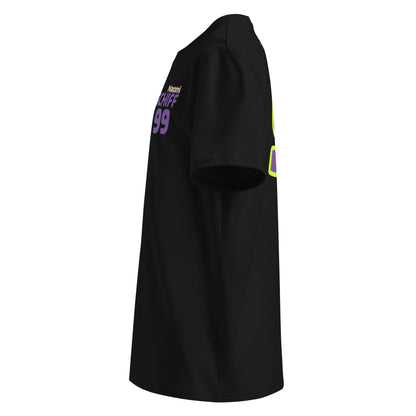 See the left side of our Naomi Schiff W Series Black T-Shirt, designed for motorsport fans who appreciate racing heritage.