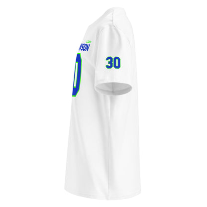 Left sleeve view of the Liam Lawson Racing Bulls T-Shirt in white, highlighting the number 30.