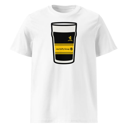 White Malahide RFC Mega Pint Rugby T-Shirt featuring a mega pint graphic inspired by Malahide RFC (The Lions), a Leinster rugby club founded in 1922.