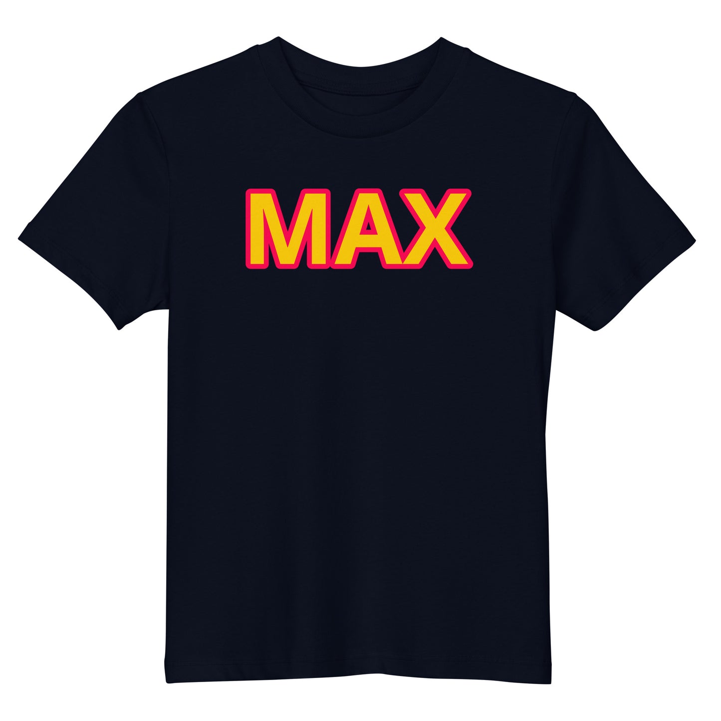 Front view of the Max Verstappen Organic Cotton Kids T-Shirt, featuring a bold design for young motorsport fans.