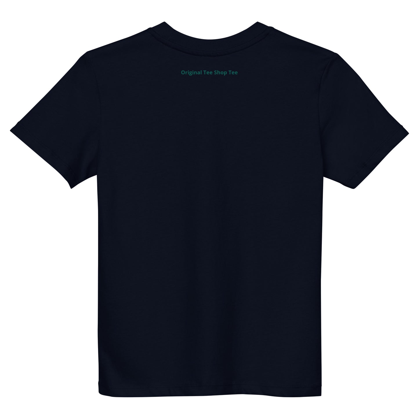 Back view of the Nando Organic Cotton Kids Navy T-Shirt, a perfect addition to any young fan’s wardrobe.