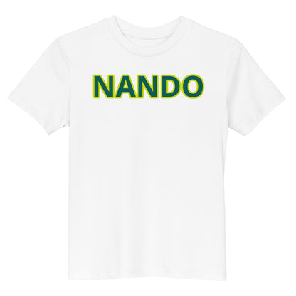 Front view of the Nando Organic Cotton Kids White T-Shirt, a stylish and comfortable choice for young race fans.