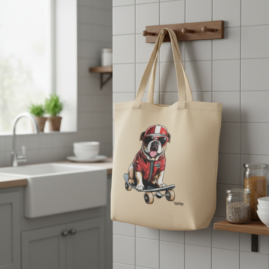 TeeBag© Roscoe Skateboarding Dog Tote Bag