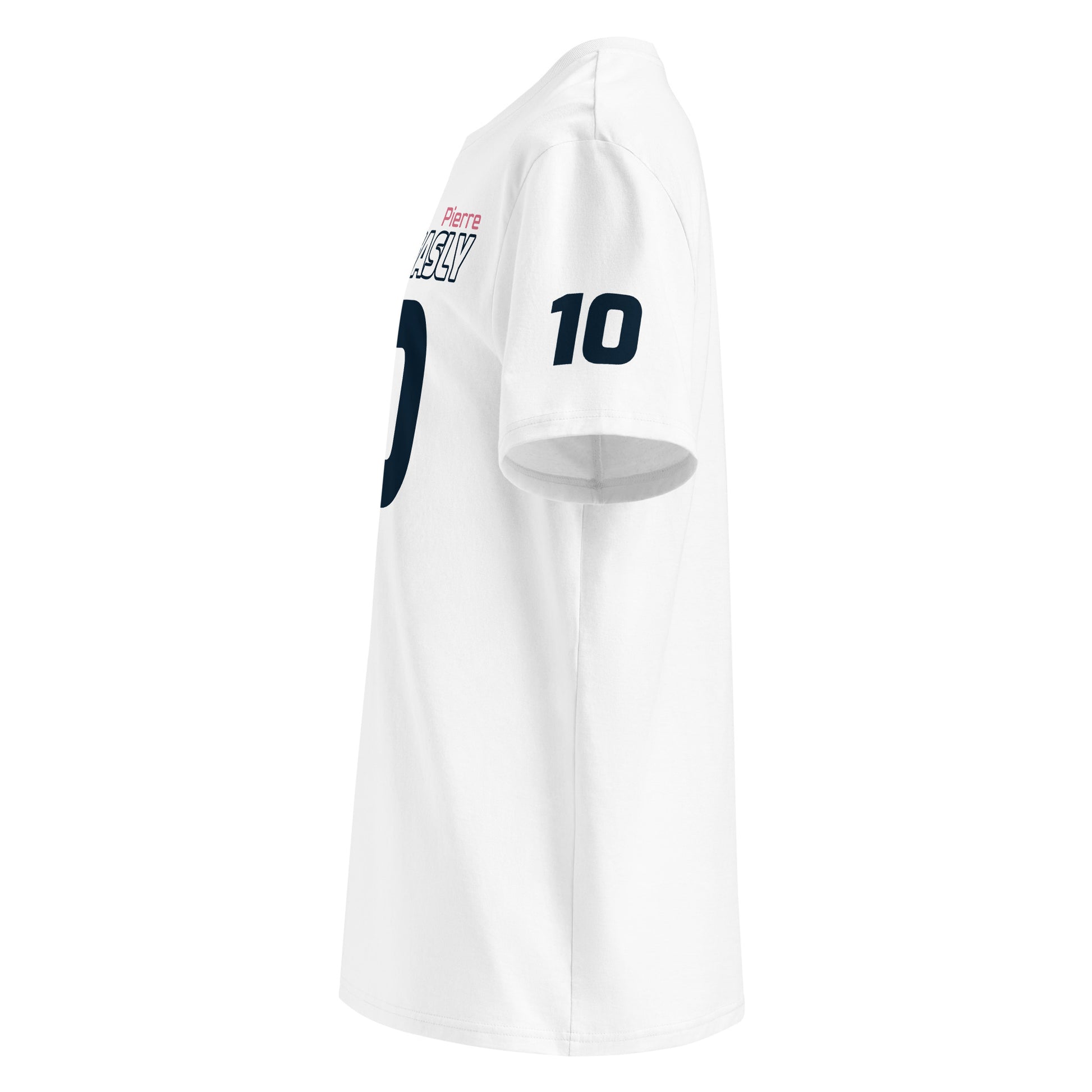 See the left sleeve of the white Pierre Gasly T-Shirt. Ideal for car meets and shows.