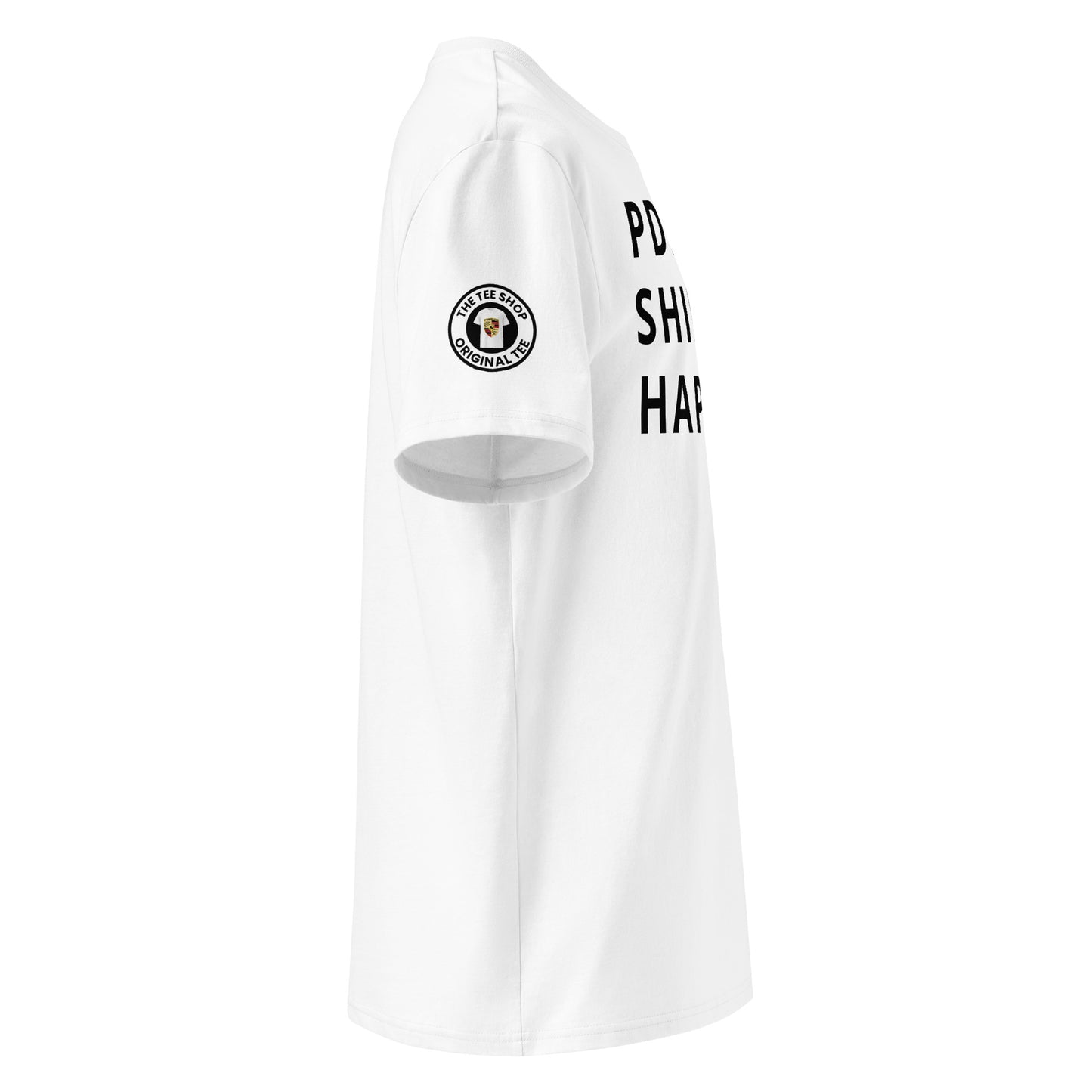 TeeShopTee logo with hidden Easter egg on the right sleeve for added authenticity.

