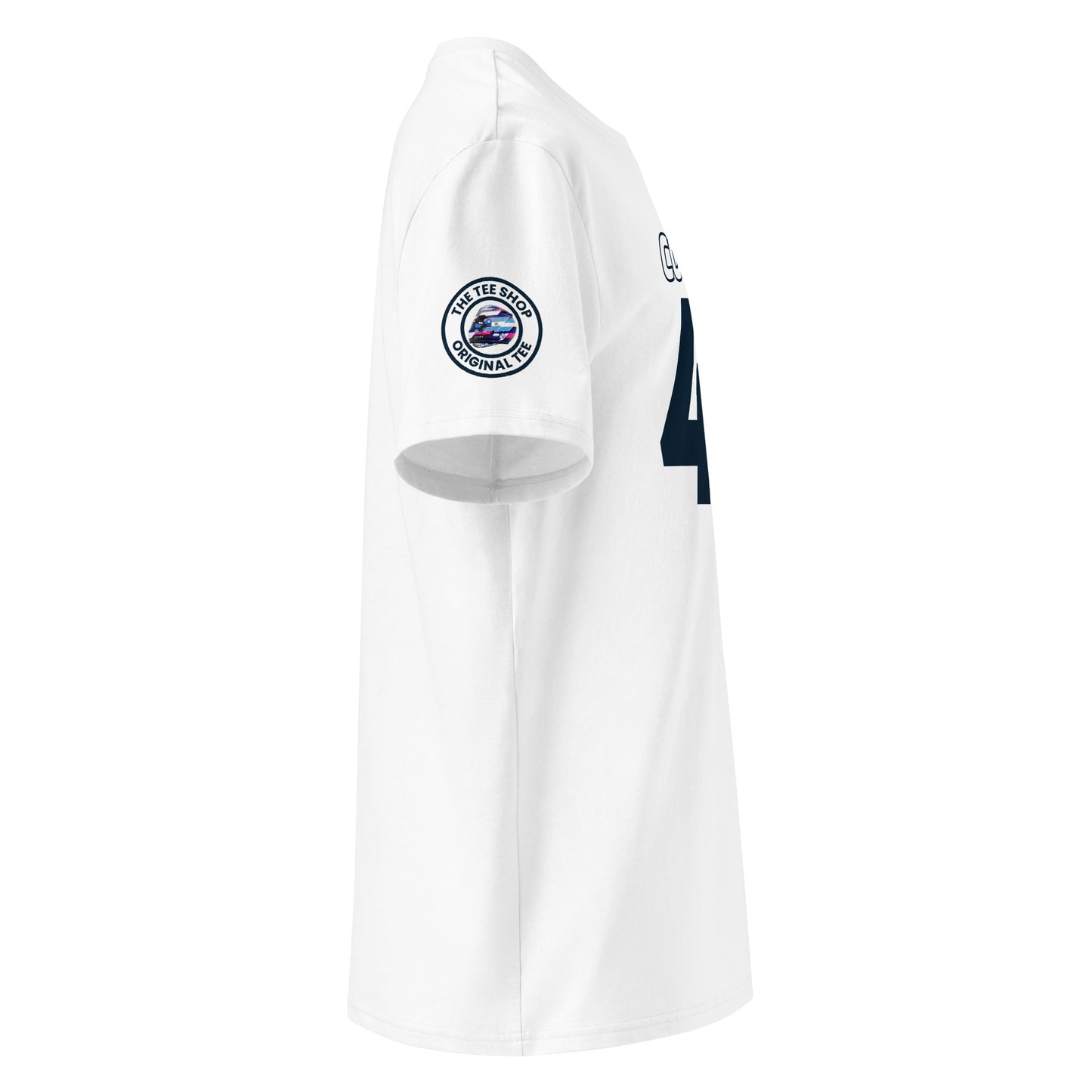 See the right side of our Franco Colapinto Driver White T-Shirt, designed for F1 fans who appreciate Franco Colapinto's racing talent.
