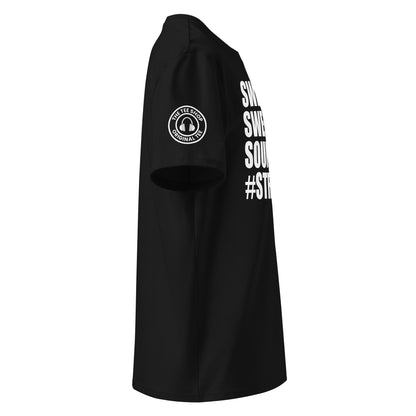See the right view of the "SWEET SWEET SOUNDS #STRAIGHT SIX" Black T-Shirt, featuring TheTeeShop logo. Ideal for car meets and automotive events!