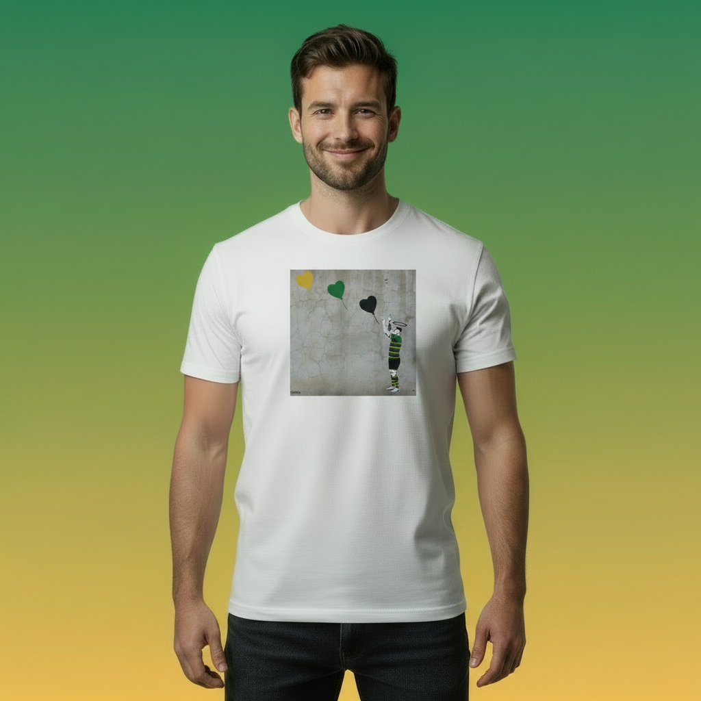 Northampton Saints Rugby Heart Balloons Street Art T‑Shirt 1.0 with Halo