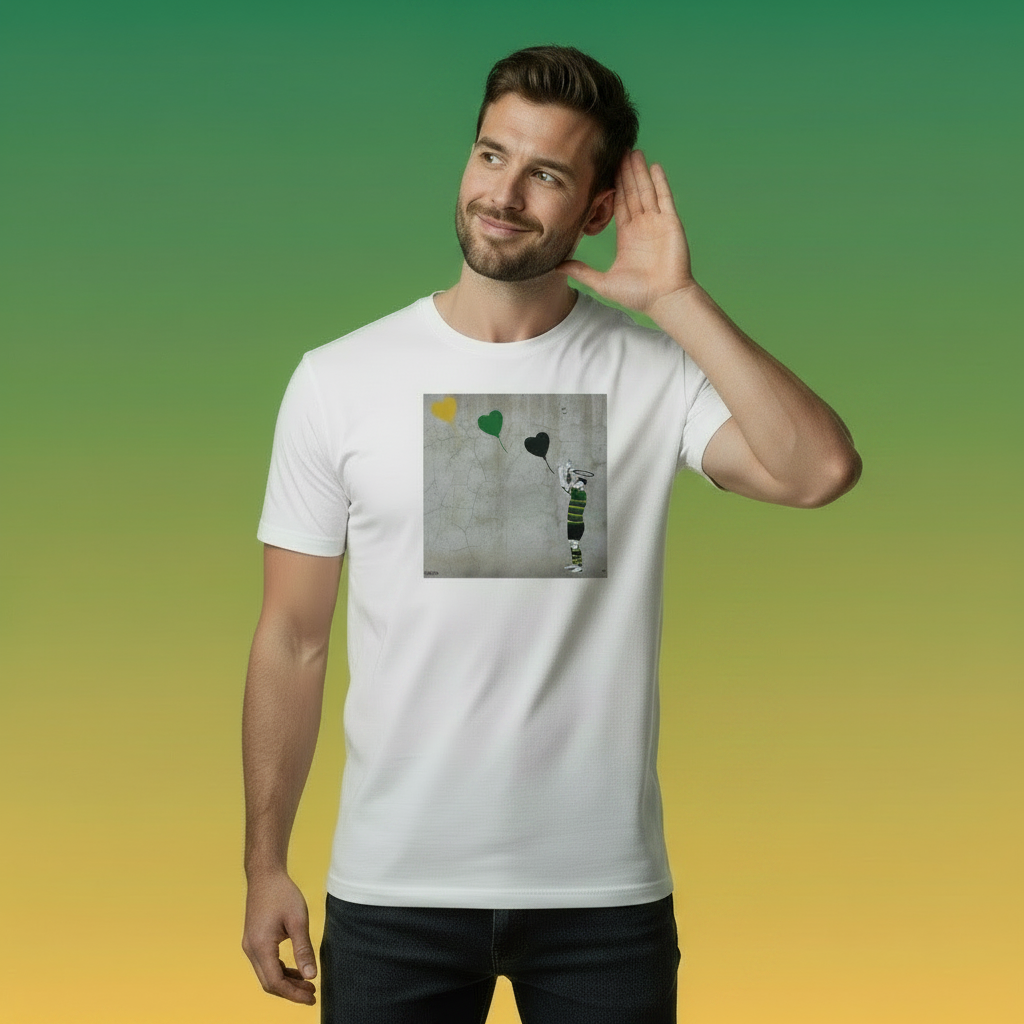Northampton Saints Rugby Heart Balloons Street Art T‑Shirt 1.0 with Halo