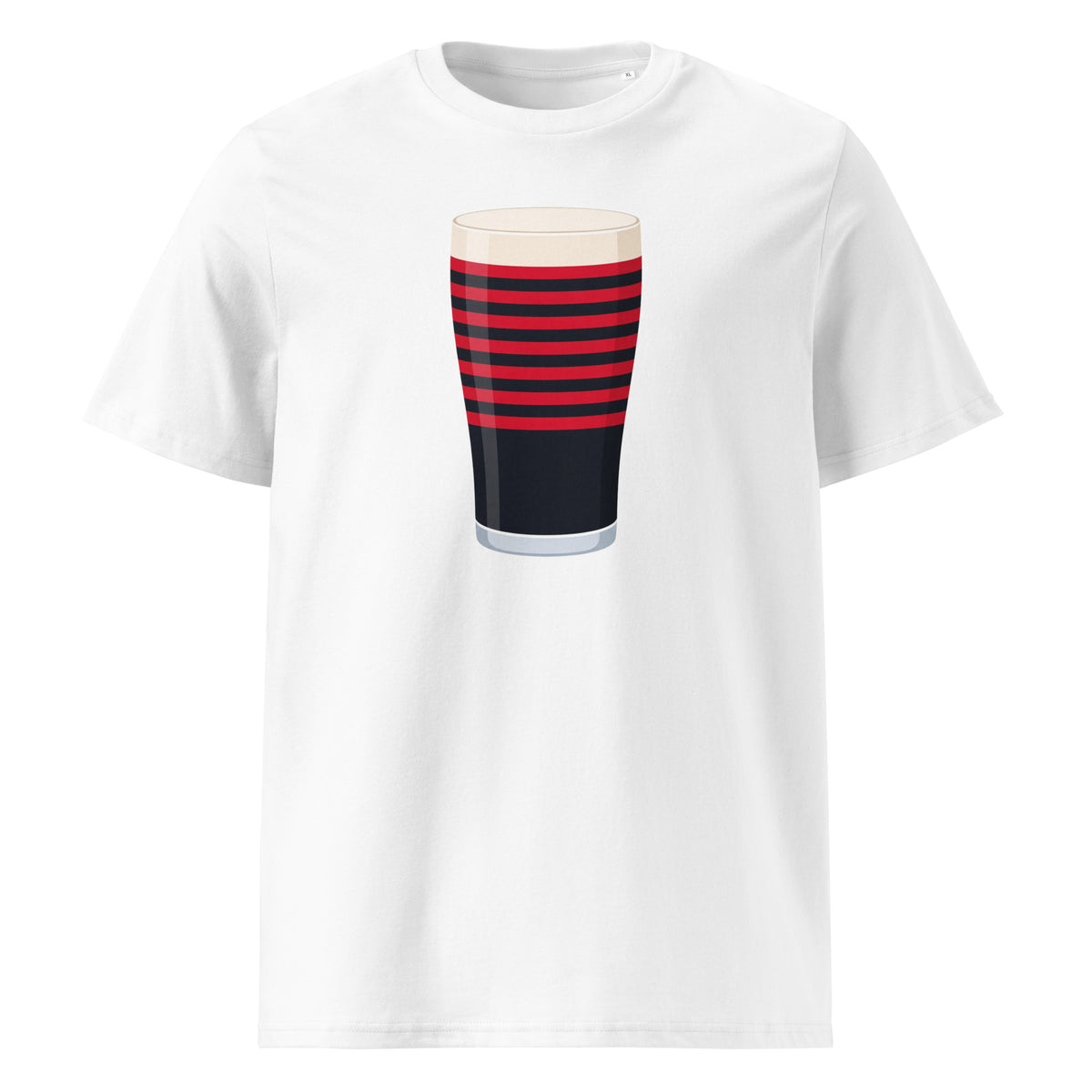 Unisex white organic cotton rugby t-shirt featuring Saracens retro home mega pint graphic print