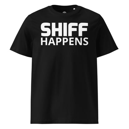 Schiff Happens black T-shirt front view – Naomi Schiff inspired F1 meme tee by TheTeeShop
