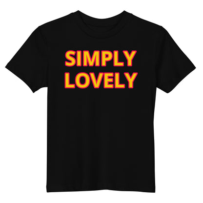 Front view of the Simply Lovely Organic Cotton Kids Black T-Shirt, designed for vibrant motorsport fans.