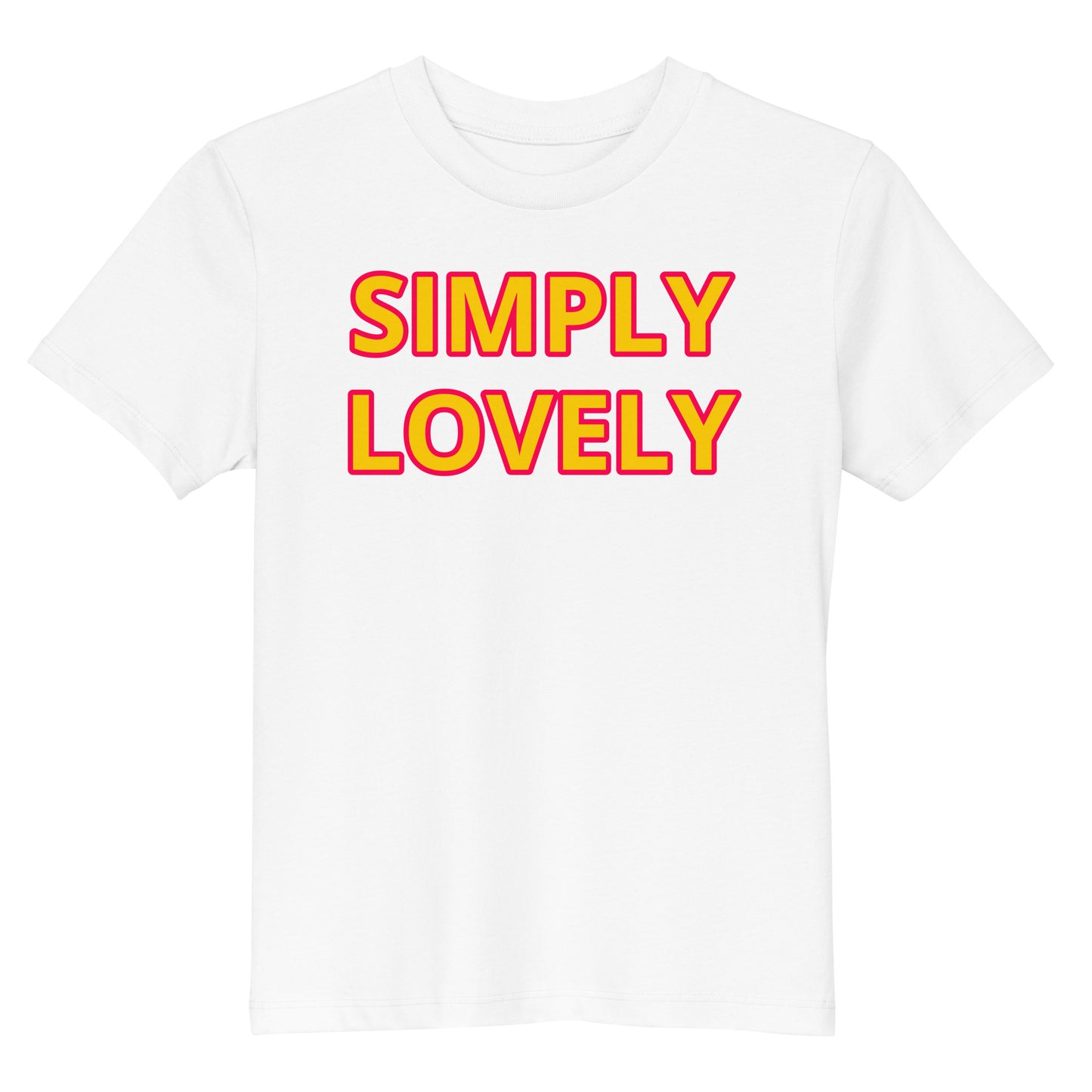 Front view of the Simply Lovely Organic Cotton Kids White T-Shirt, designed for vibrant motorsport fans.