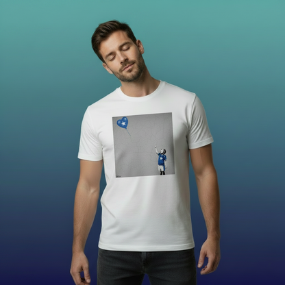 St Mary's Rugby Boy Dreams Street Art T‑Shirt with Blue Heart