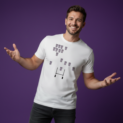 Terenure College Rugby T-Shirt model poses hands out on a purple background