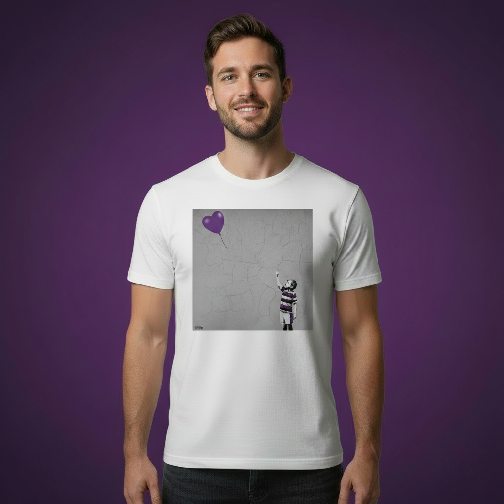 Terenure Rugby Boy Dreams Street Art T‑Shirt with Purple Heart