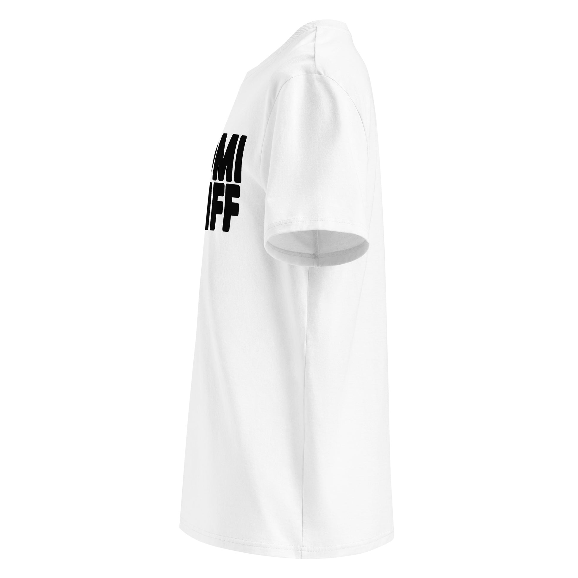 Upshift Downshift white T-shirt left side – Naomi Schiff F1 slogan shirt for racing fans