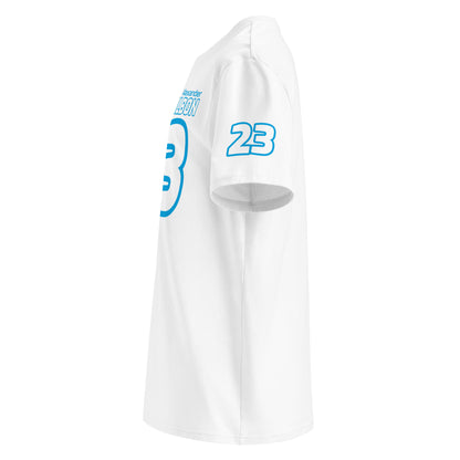 See the left sleeve of the white Alex Albon T-Shirt, featuring the "Williams Racing Official Team Kit" logo. Ideal for car meets and shows.