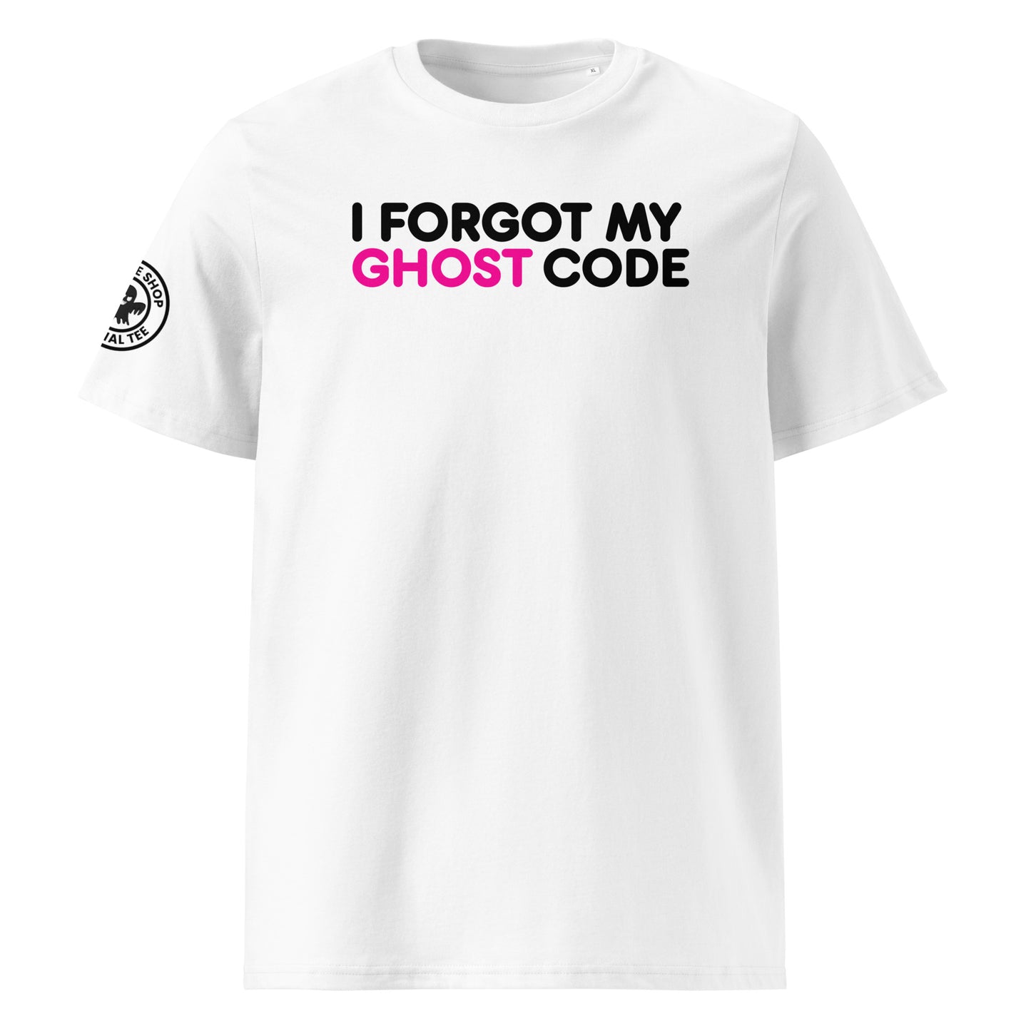 White Car meet t-shirt front view featuring styled font I FORGOT MY GHOST CODE