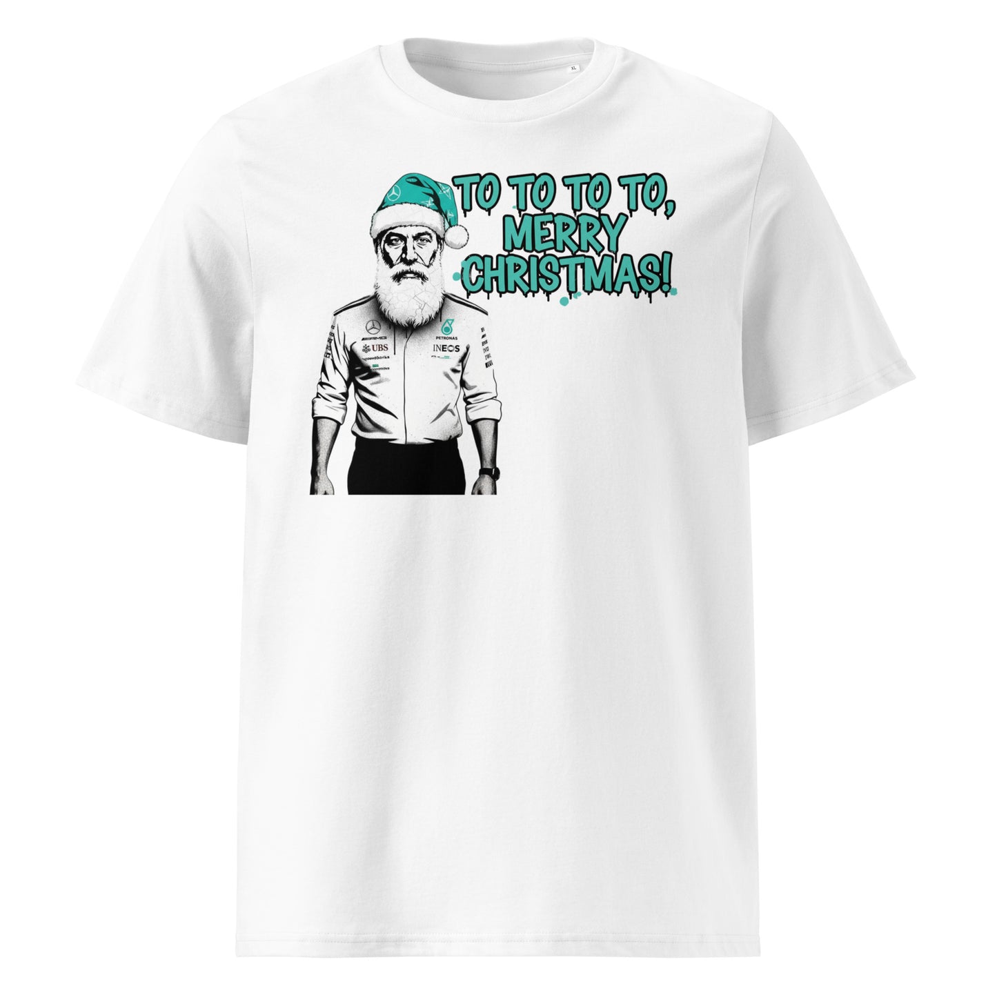 White Toto Wolff Merry Christmas T-Shirt Front View