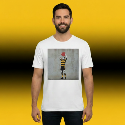 Young Munster Hooker Street Art Rugby T‑Shirt with Red Heart