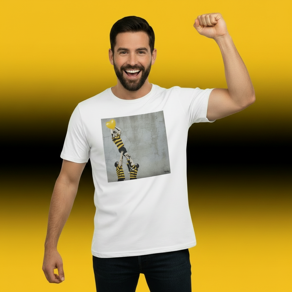 Young Munster Lineout Street Art Rugby T‑Shirt Yellow Heart