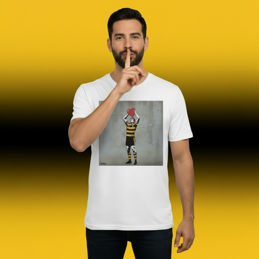 Young Munster Hooker Street Art Rugby T‑Shirt with Red Heart