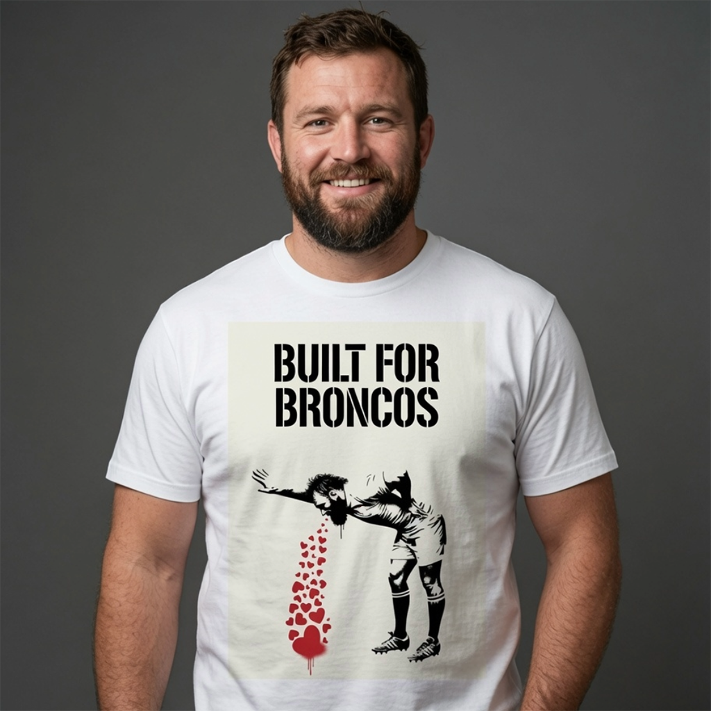BUILT FOR BRONCOS Rugby T-Shirt - Stone