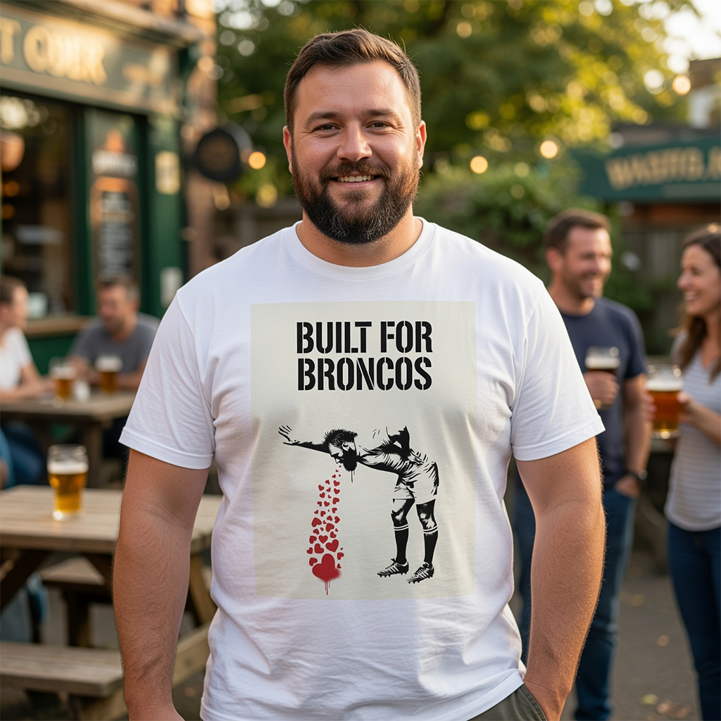 BUILT FOR BRONCOS Rugby T-Shirt - Stone