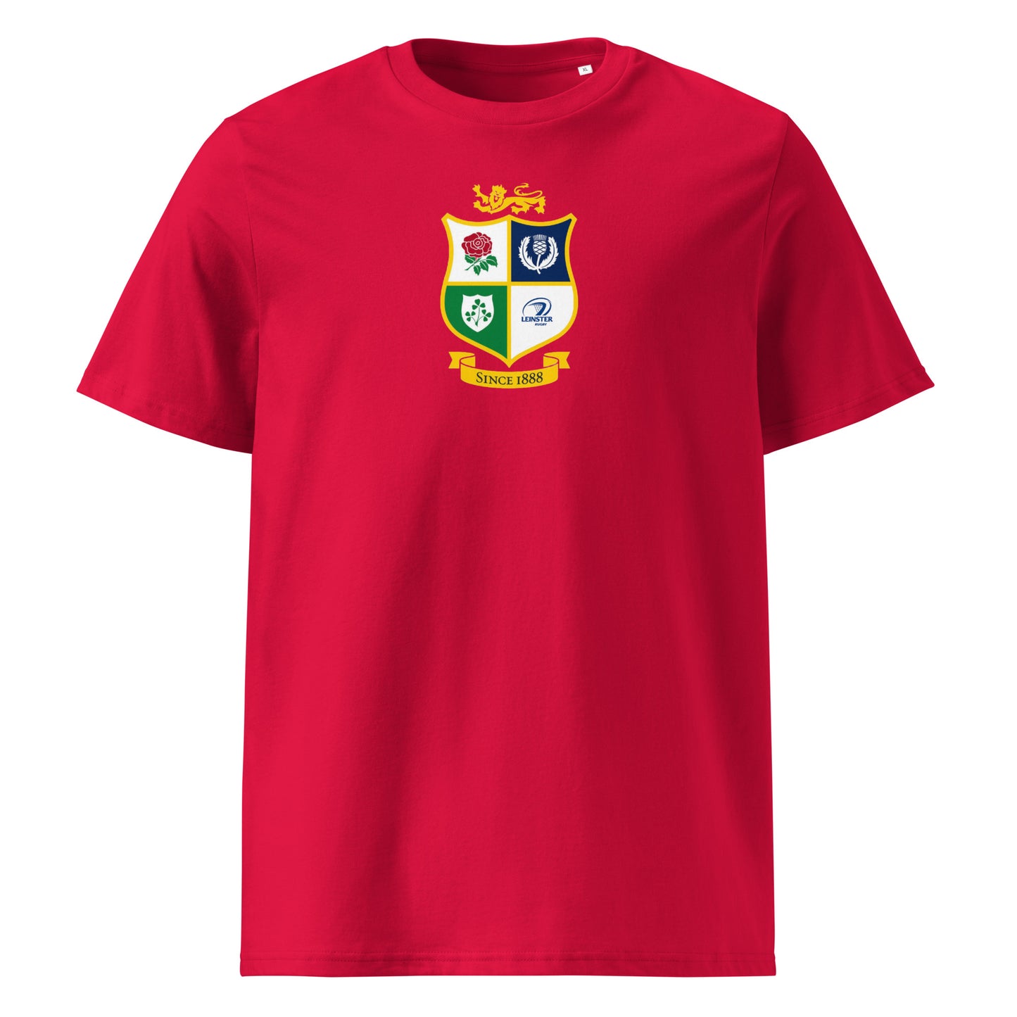 front view of the Leinster Wales alternative Lions t shirt in red