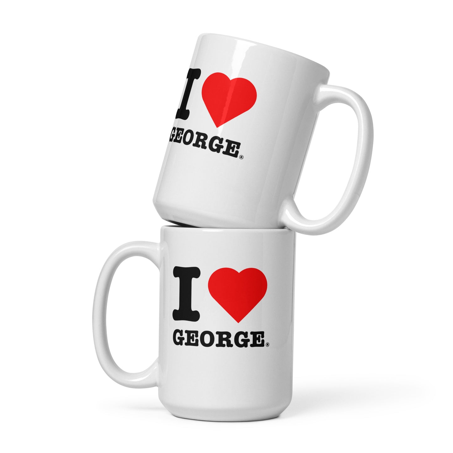 Front view of the large George Russell hot chocolate mug. Great for fans of British driver and in this case George Russell.