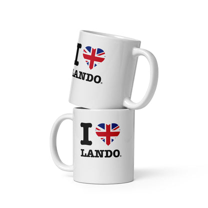 Front view of the Lando Norris coffee / tea mug. Great for fans of British driver and in this case Lando Norris.