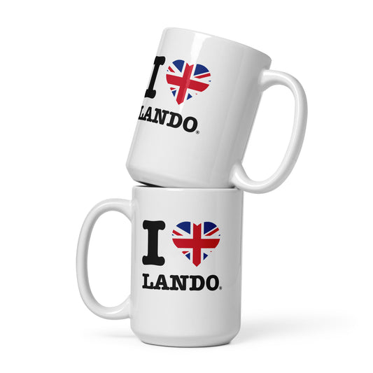Front view of the large Lando Norris hot chocolate mug. Great for fans of British driver and in this case Lando Norris.
