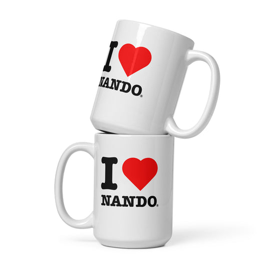 Front view of the large Fernando Alonso Red Heart hot chocolate mug. Great for fans of Spanish F1 drivers and in this case the one and only Nando.