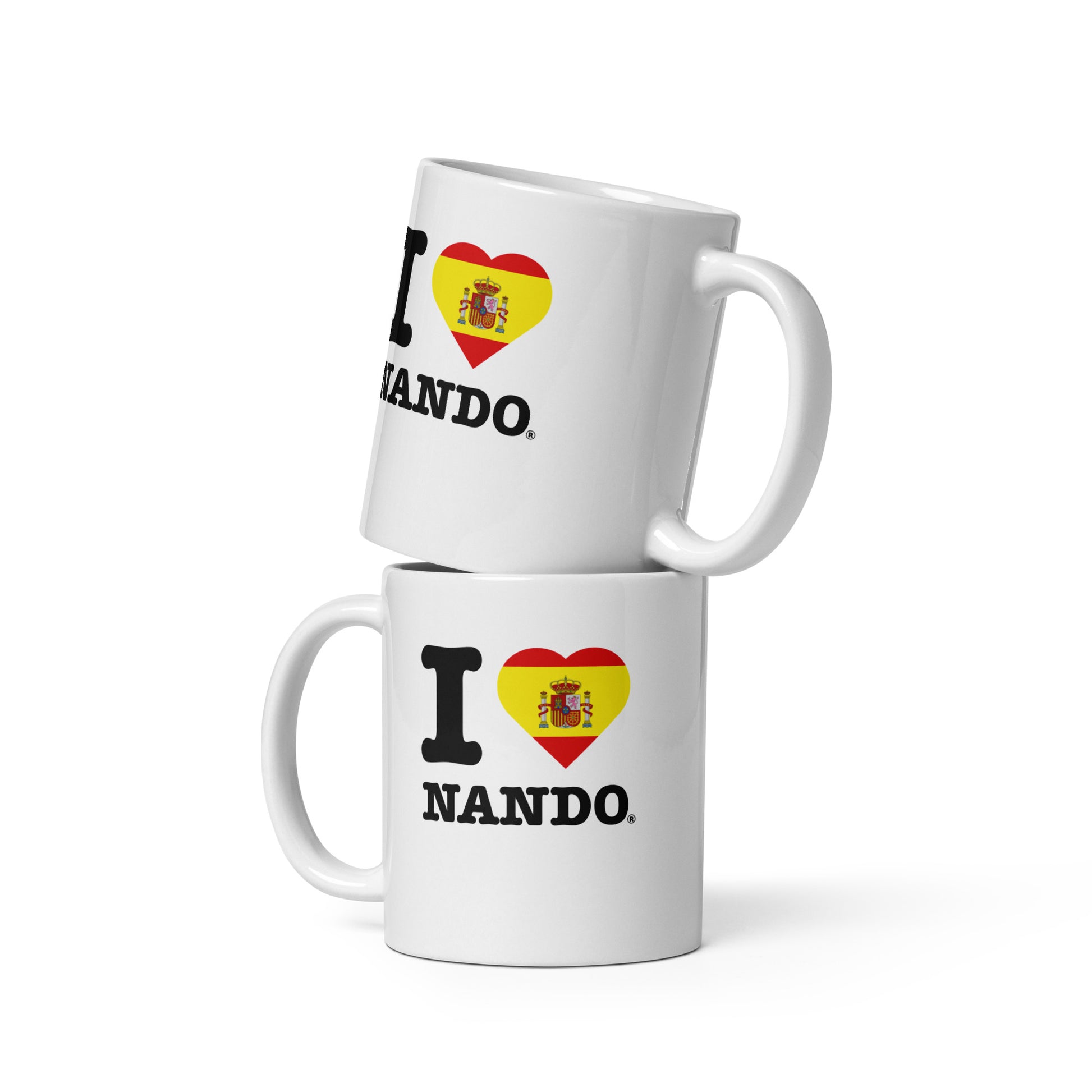 Front view of the Fernando Alonso Spanish Heart coffee or tea mug. Great for fans of Spanish F1 drivers and in this case the one and only Nando.