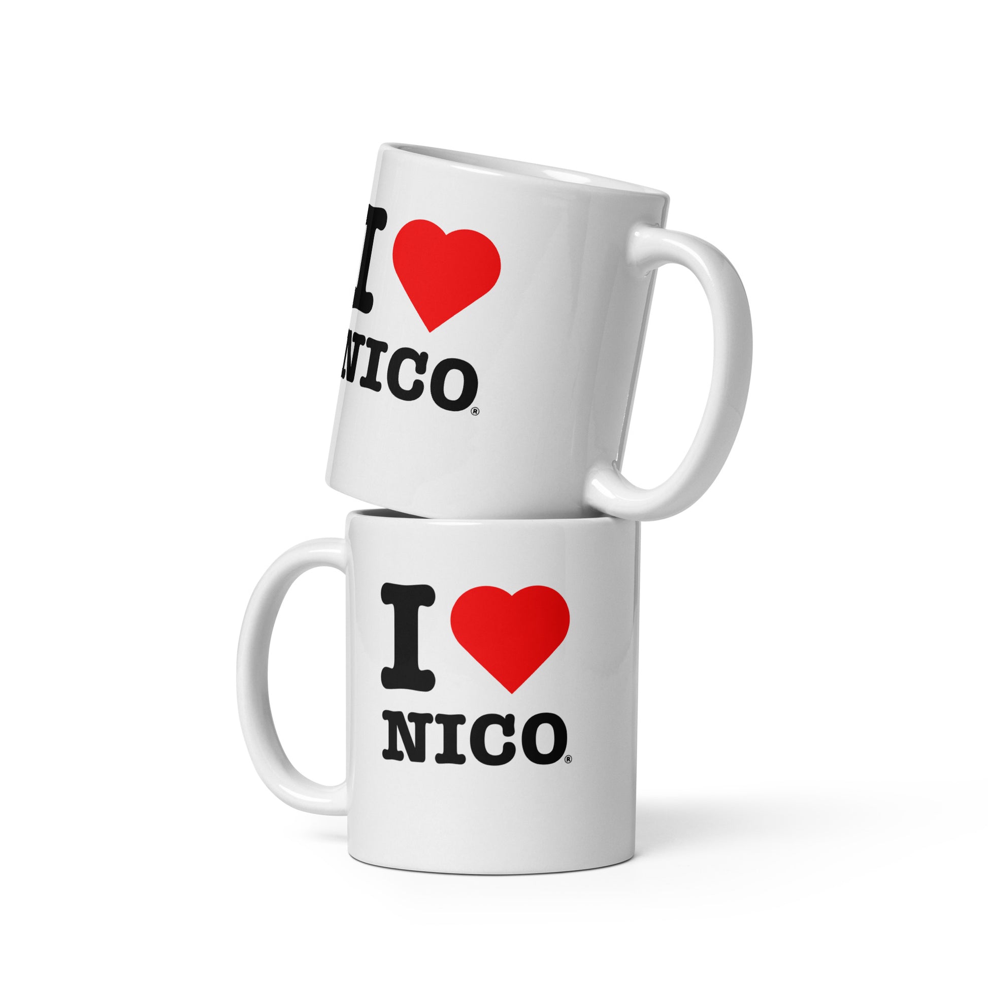 Front view of the Nico Hülkenberg Red Heart coffee or tea mug. Great for fans of F1 drivers and in this case Nico Hülkenberg.